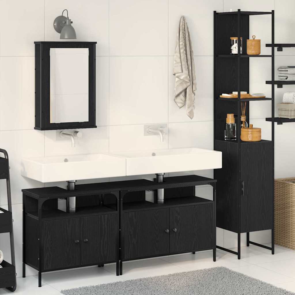 Bathroom Furniture Set 4 pcs Black oak 33 x 33 x 185.5 cm
