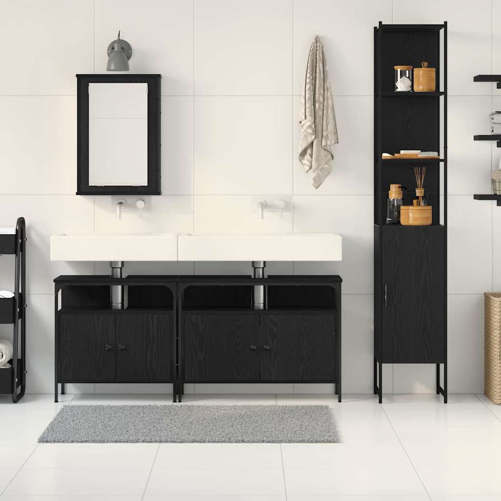 Bathroom Furniture Set 4 pcs Black oak 33 x 33 x 185.5 cm