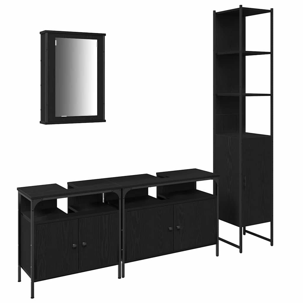 Bathroom Furniture Set 4 pcs Black oak 33 x 33 x 185.5 cm