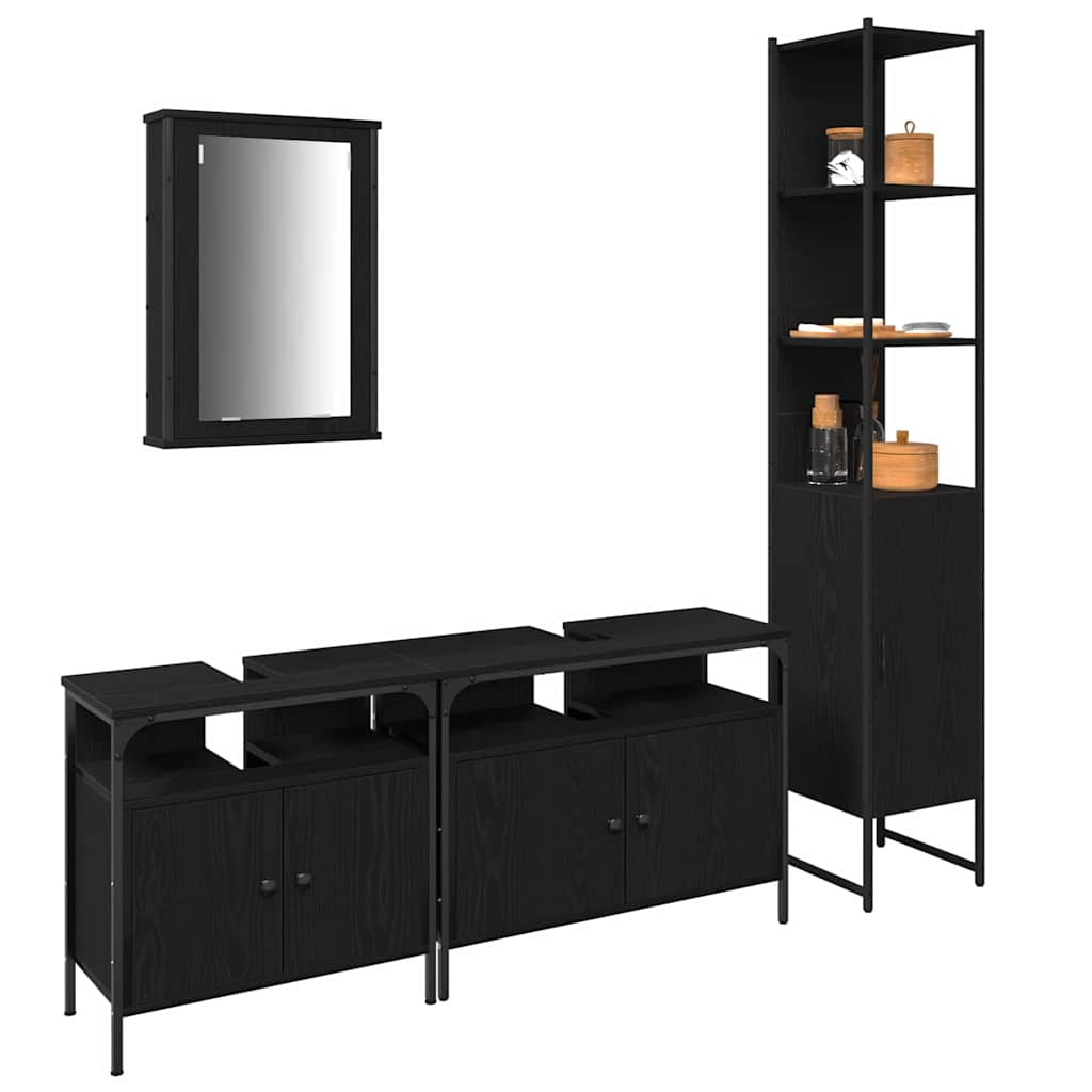 Bathroom Furniture Set 4 pcs Black oak 33 x 33 x 185.5 cm