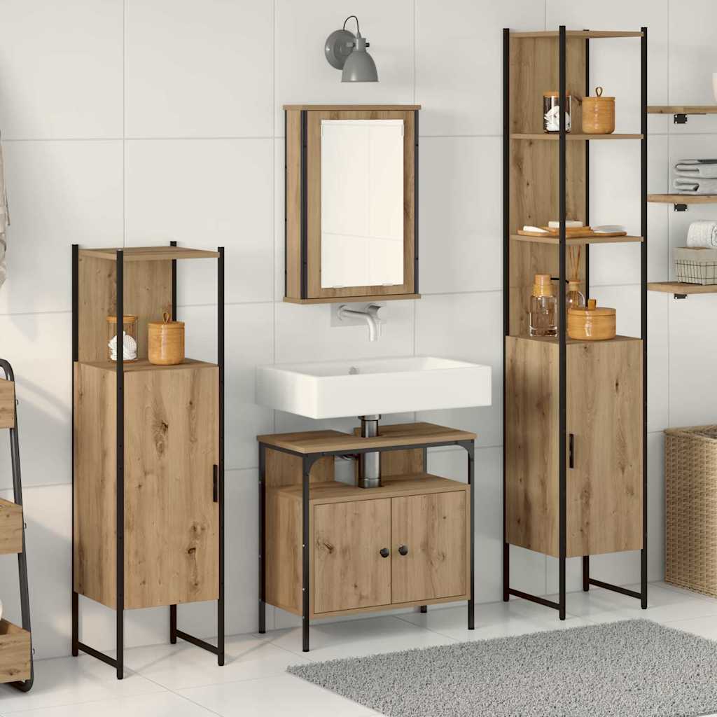 Bathroom Furniture Set 4 pcs Artisan oak 33 x 33 x 185.5 cm