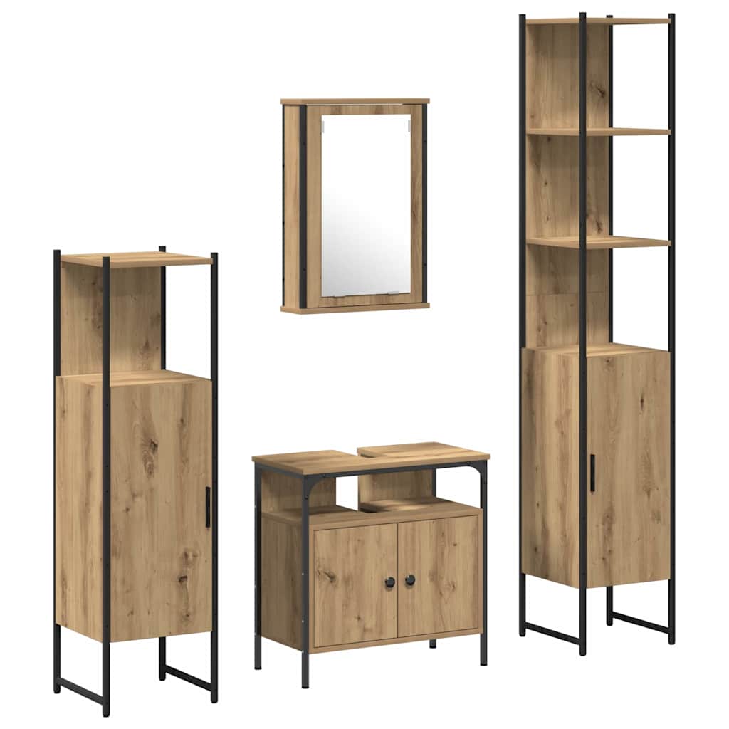 Bathroom Furniture Set 4 pcs Artisan oak 33 x 33 x 185.5 cm