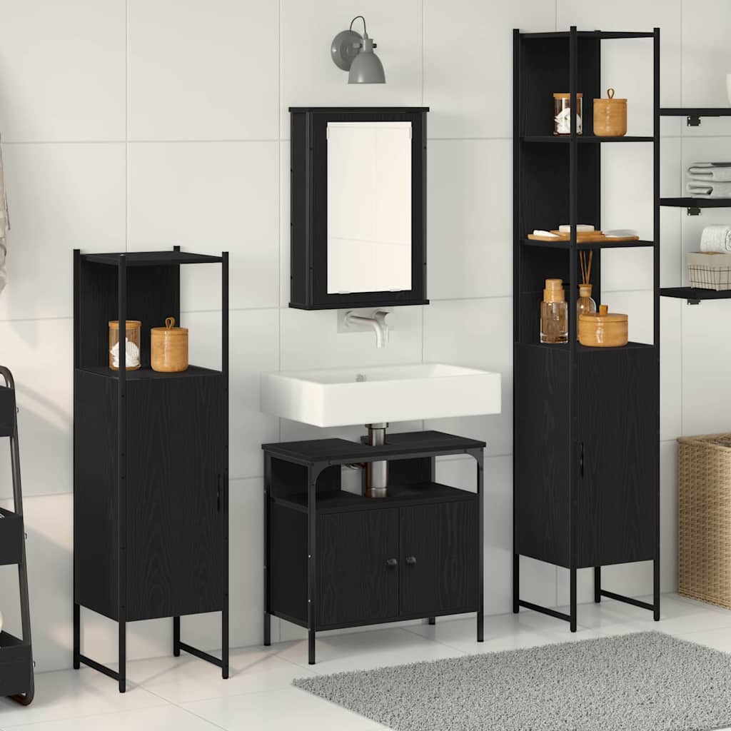 Bathroom Furniture Set 4 pcs Black oak 33 x 33 x 185.5 cm