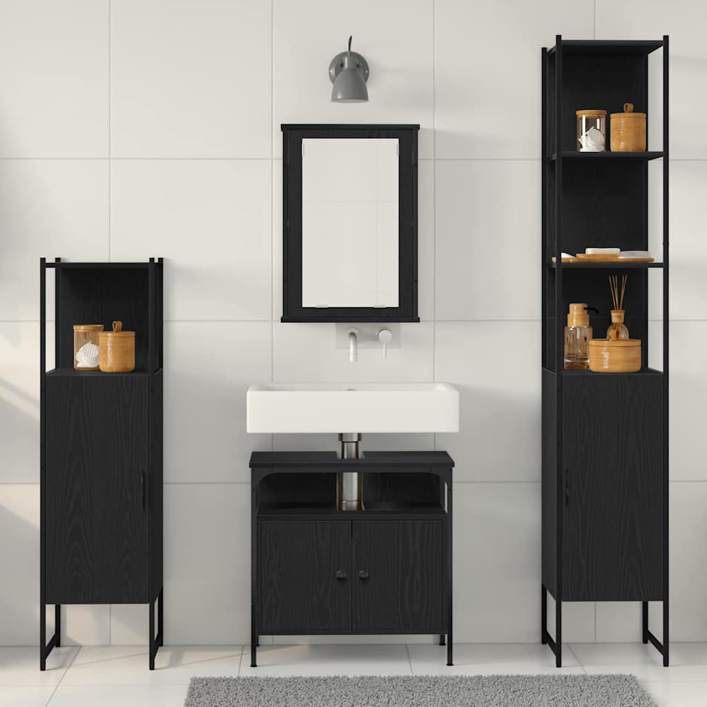 Bathroom Furniture Set 4 pcs Black oak 33 x 33 x 185.5 cm