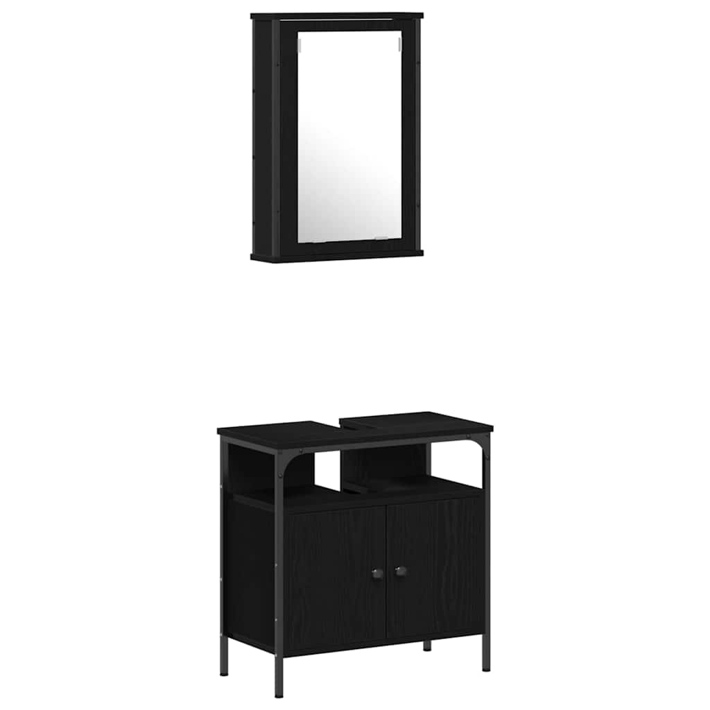Bathroom Furniture Set 4 pcs Black oak 33 x 33 x 185.5 cm