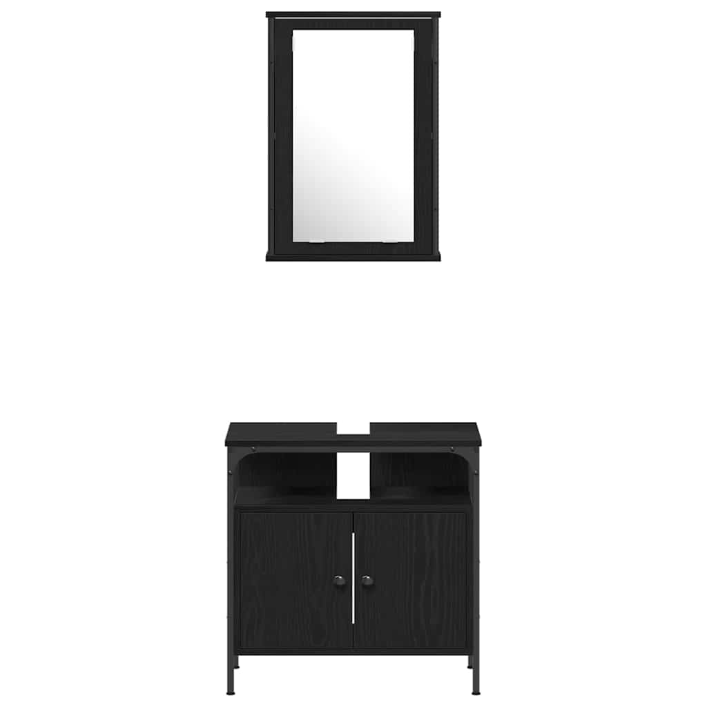 Bathroom Furniture Set 4 pcs Black oak 33 x 33 x 185.5 cm