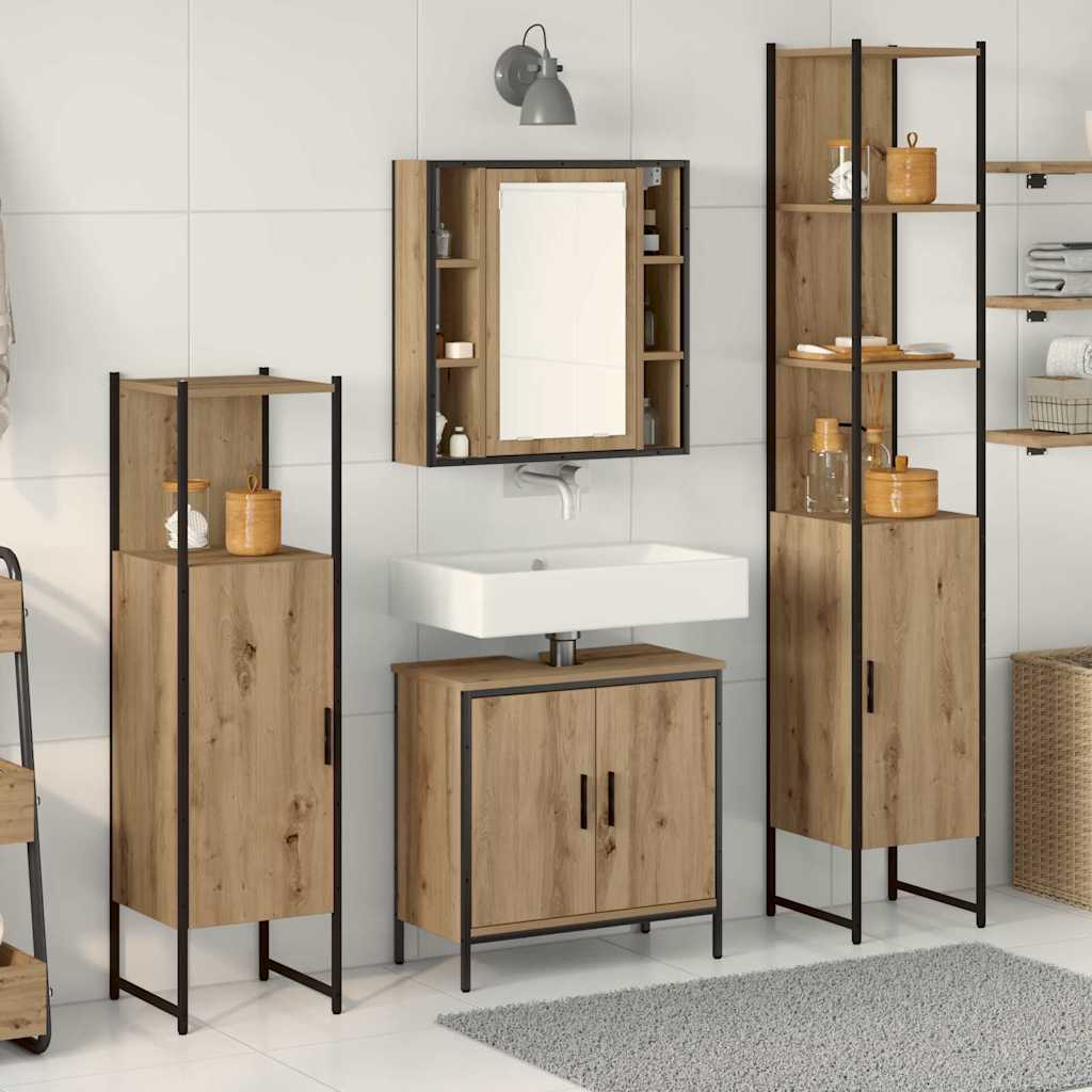 Bathroom Furniture Set with Door 4 pcs Brown 33 x 33 x 185.5 cm