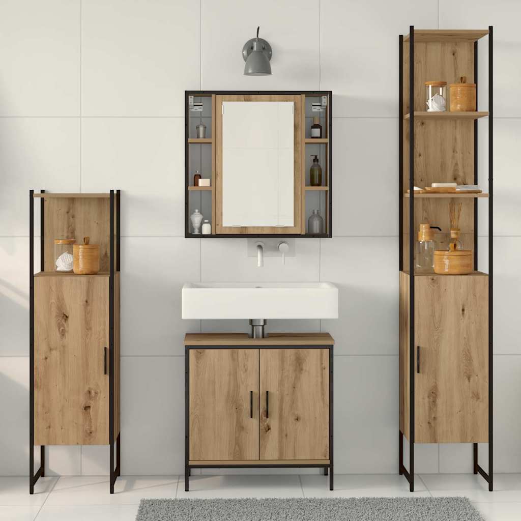 Bathroom Furniture Set with Door 4 pcs Brown 33 x 33 x 185.5 cm