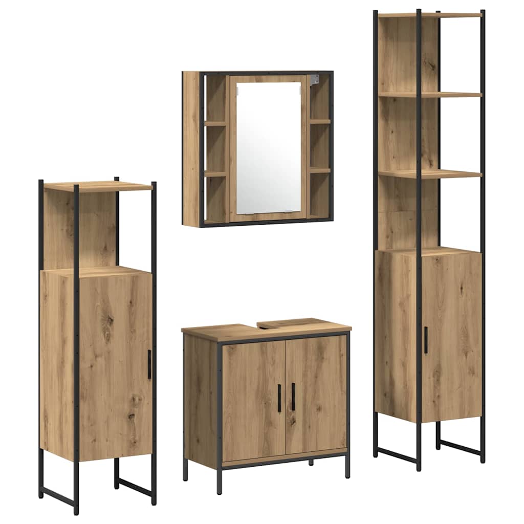 Bathroom Furniture Set with Door 4 pcs Brown 33 x 33 x 185.5 cm