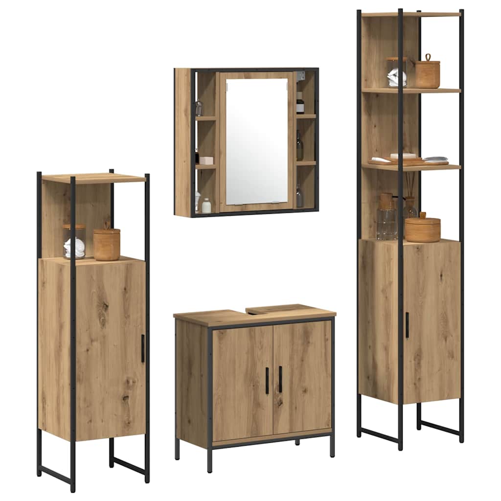 Bathroom Furniture Set with Door 4 pcs Brown 33 x 33 x 185.5 cm