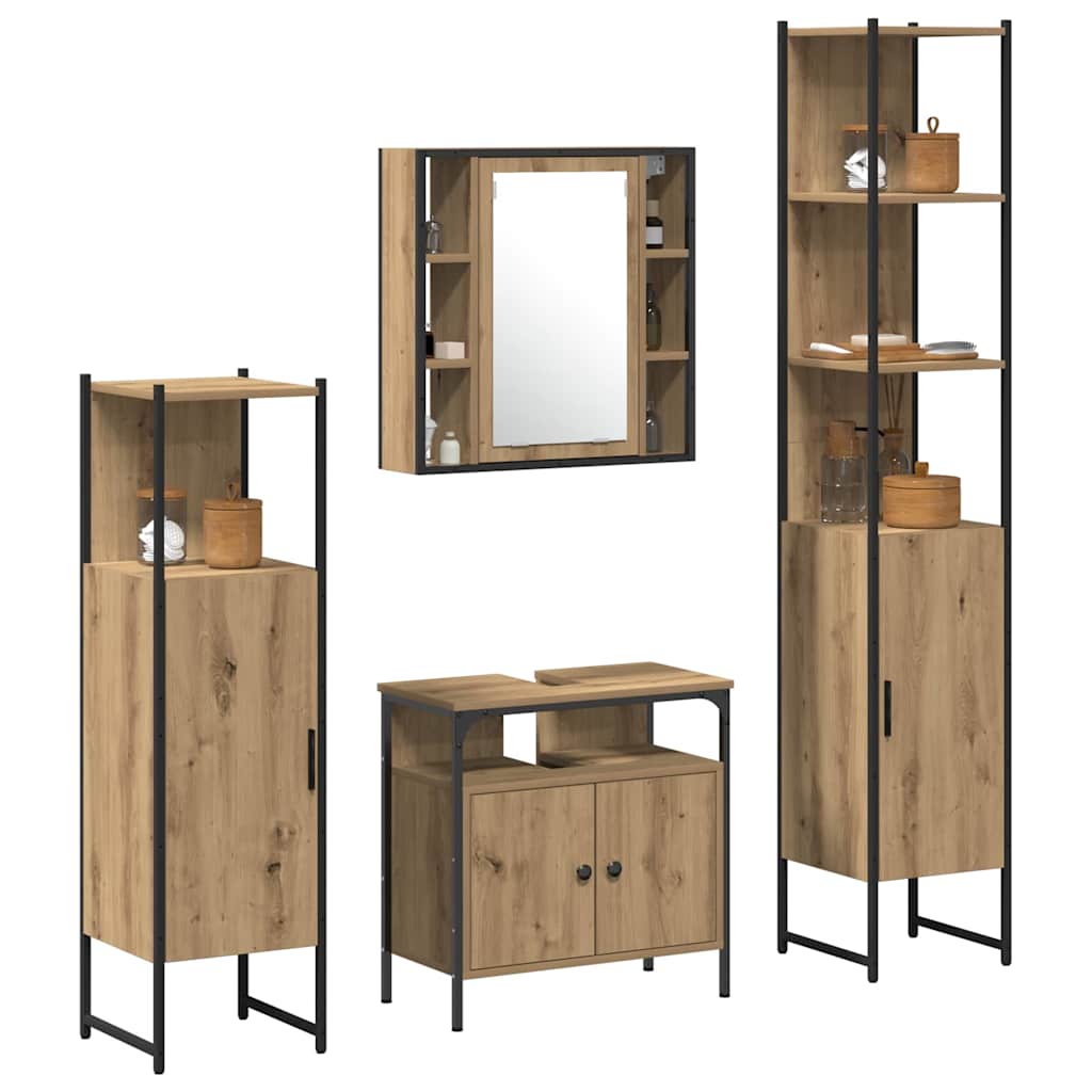 Bathroom Cabinet Set Other 4 pcs Artisan oak 33 x 33 x 185.5 cm