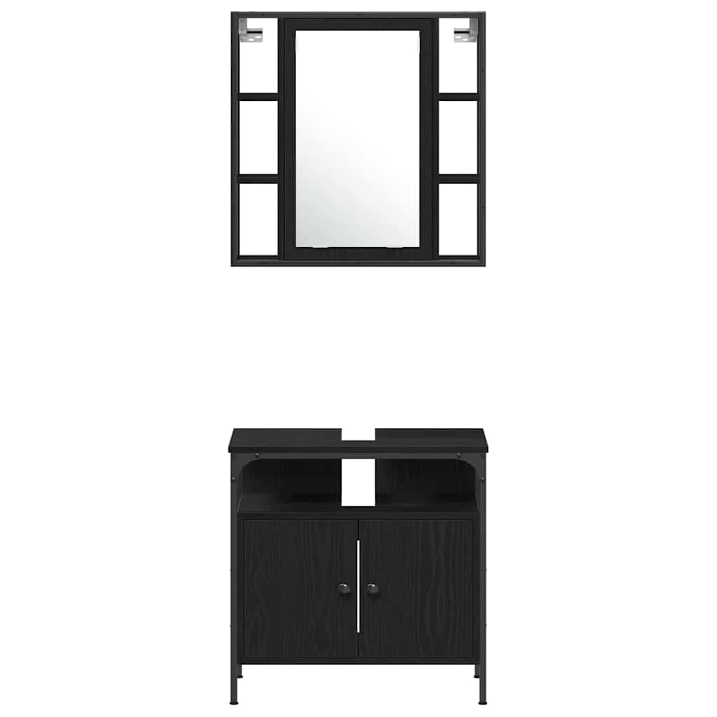 Bathroom Cabinet Set Other 4 pcs Black oak 33 x 33 x 185.5 cm