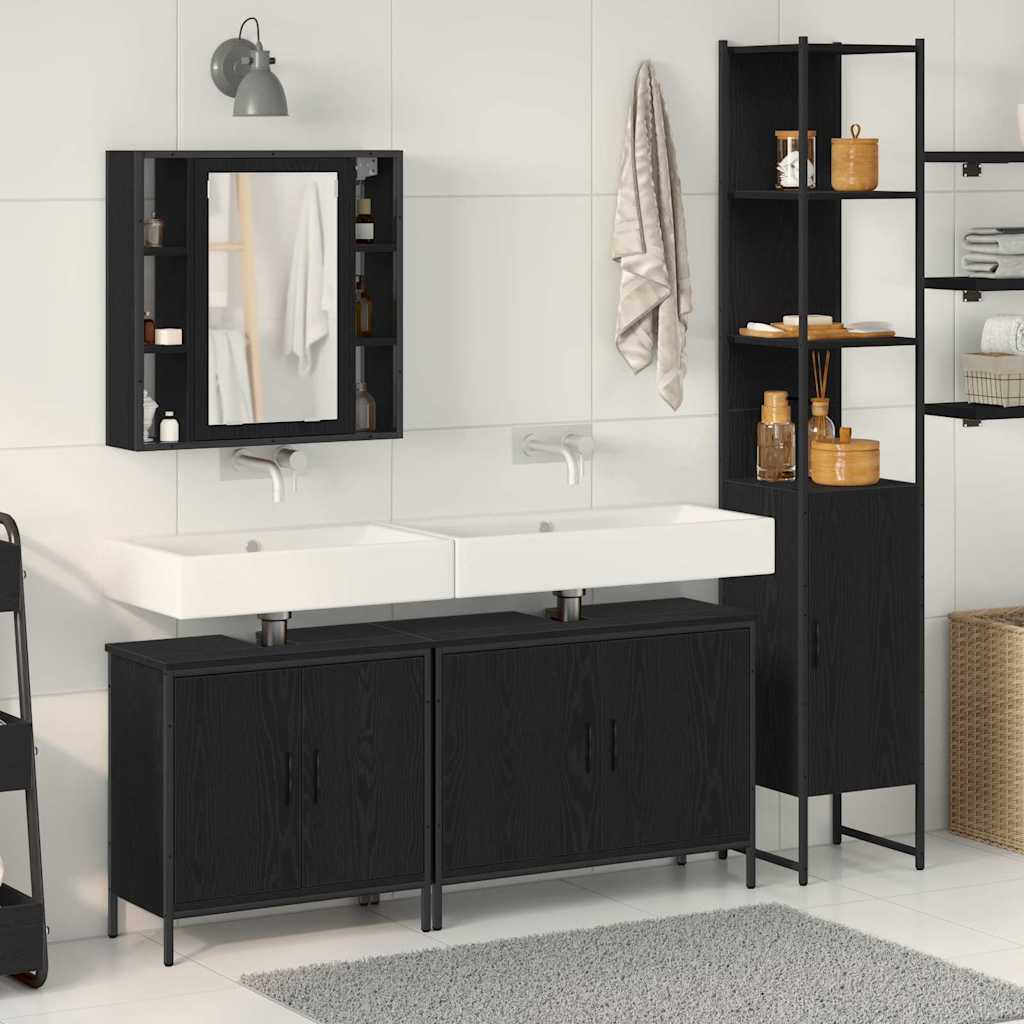 Bathroom Furniture Set Other 4 pcs Black 33 x 33 x 185.5 cm