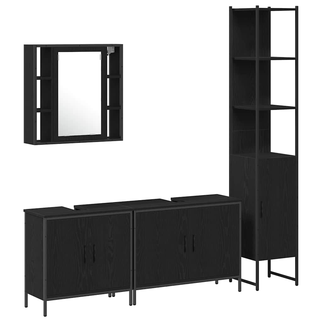 Bathroom Furniture Set Other 4 pcs Black 33 x 33 x 185.5 cm