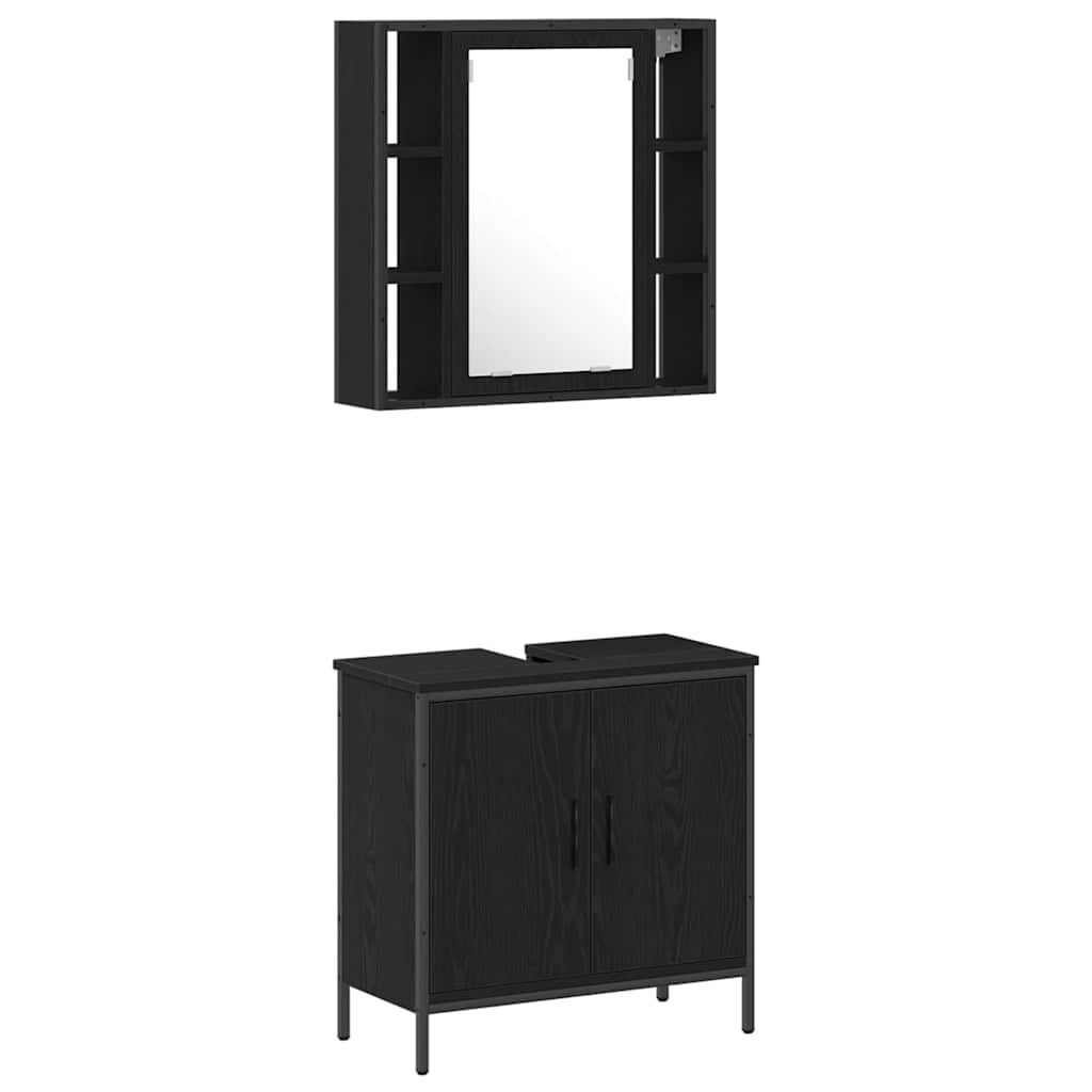 Bathroom Furniture Set Other 4 pcs Black 33 x 33 x 185.5 cm