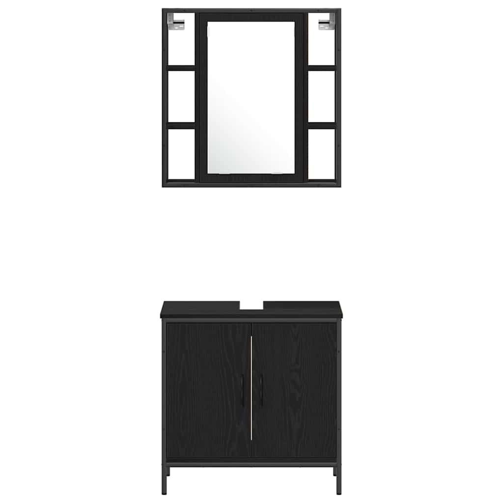 Bathroom Furniture Set Other 4 pcs Black 33 x 33 x 185.5 cm