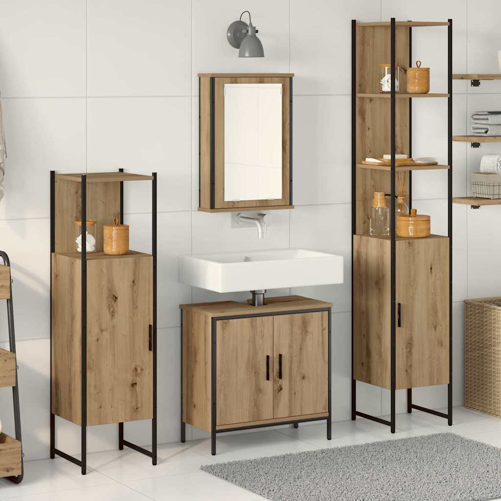 Bathroom Furniture Set with Door 4 pcs Brown 33 x 33 x 185.5 cm