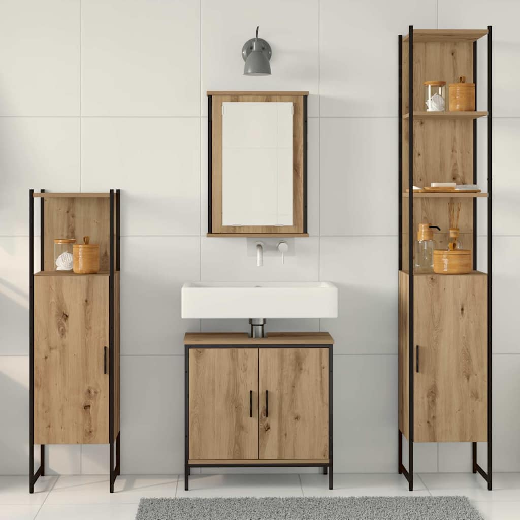 Bathroom Furniture Set with Door 4 pcs Brown 33 x 33 x 185.5 cm