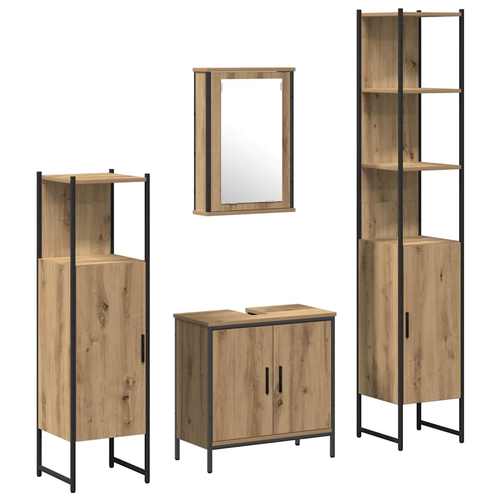 Bathroom Furniture Set with Door 4 pcs Brown 33 x 33 x 185.5 cm
