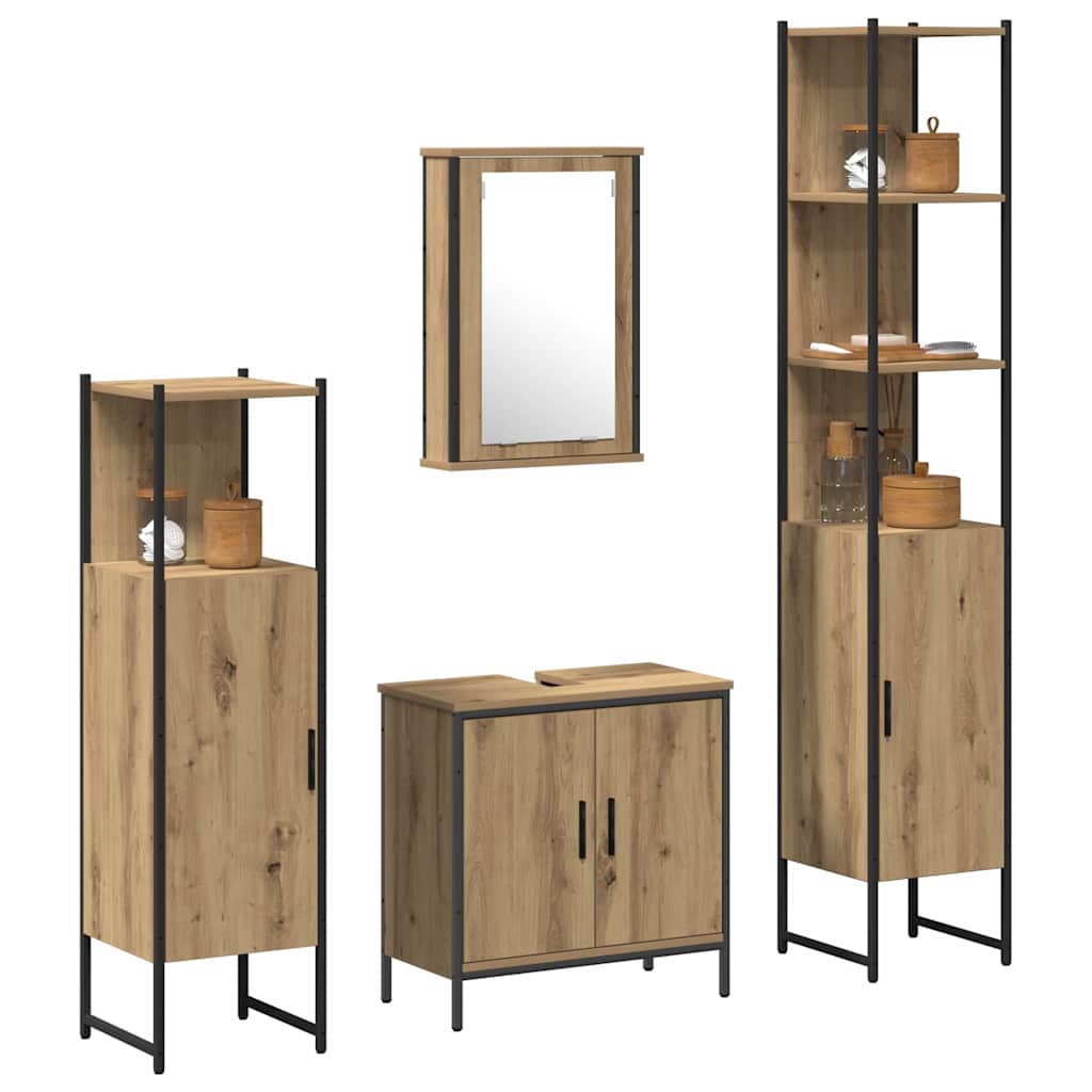 Bathroom Furniture Set with Door 4 pcs Brown 33 x 33 x 185.5 cm