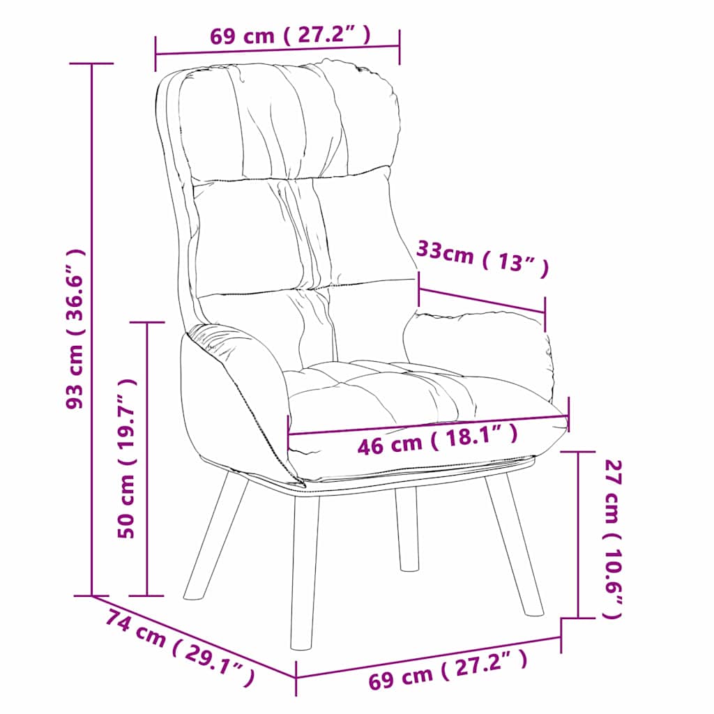 Relaxing Chair 69 X 74 X 93 Cm Faux Leather