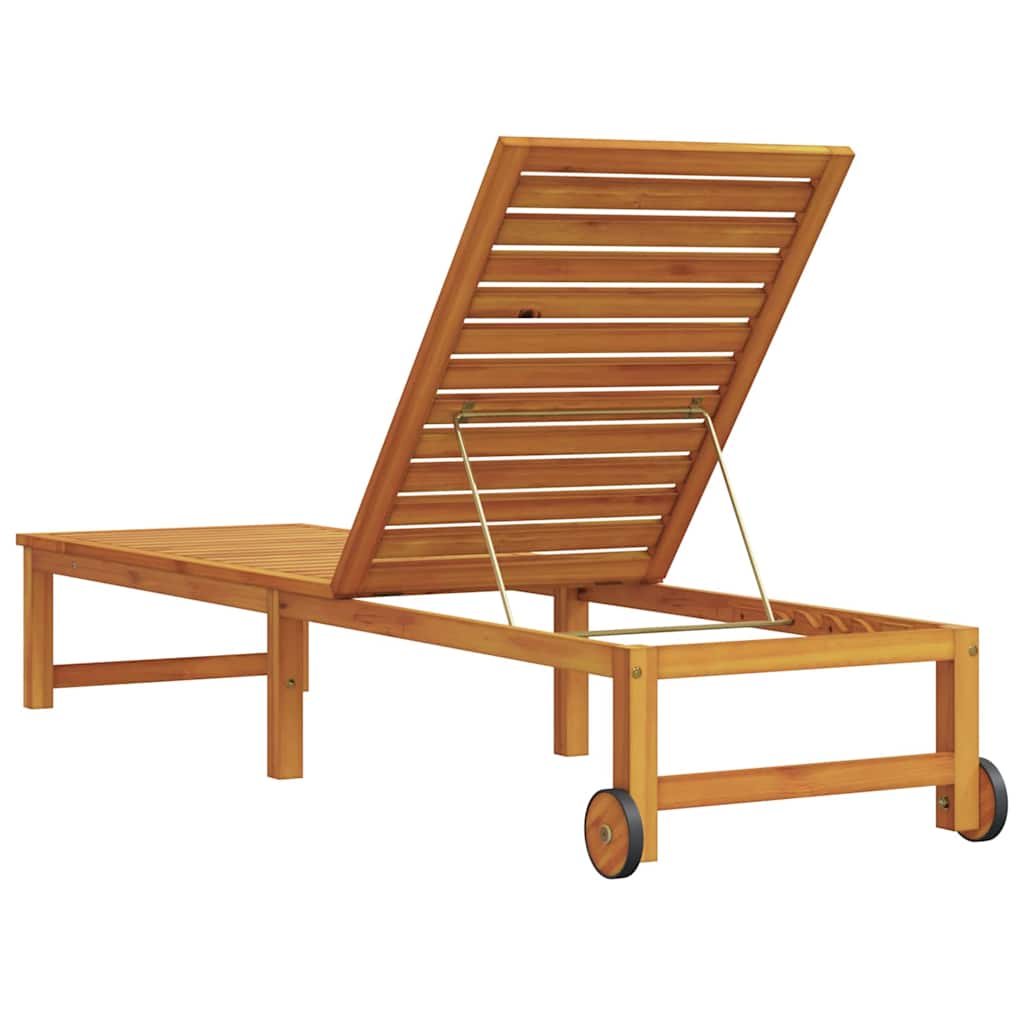 Sun Lounger Reclining Brown 53 x 202 x 89cm Solid Acacia wood