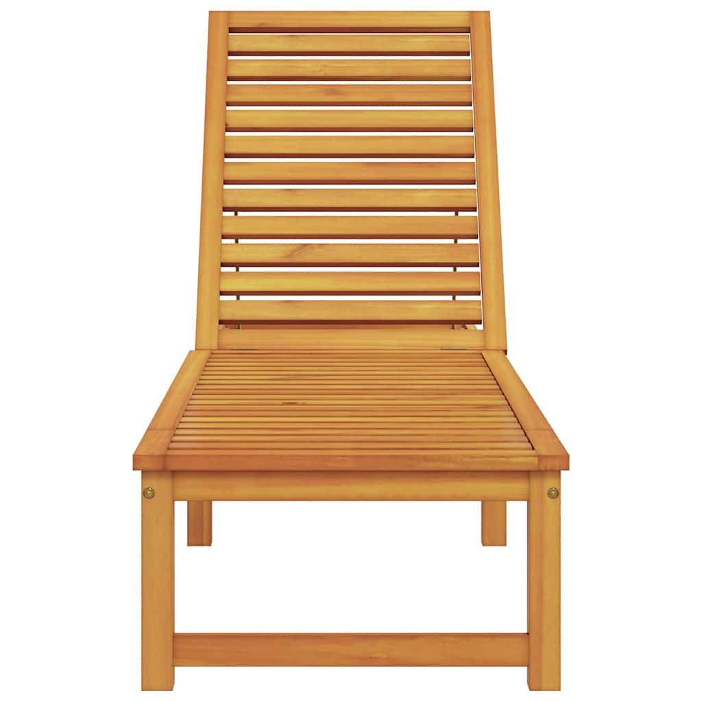 Sun Lounger Reclining Brown 53 x 202 x 89cm Solid Acacia wood