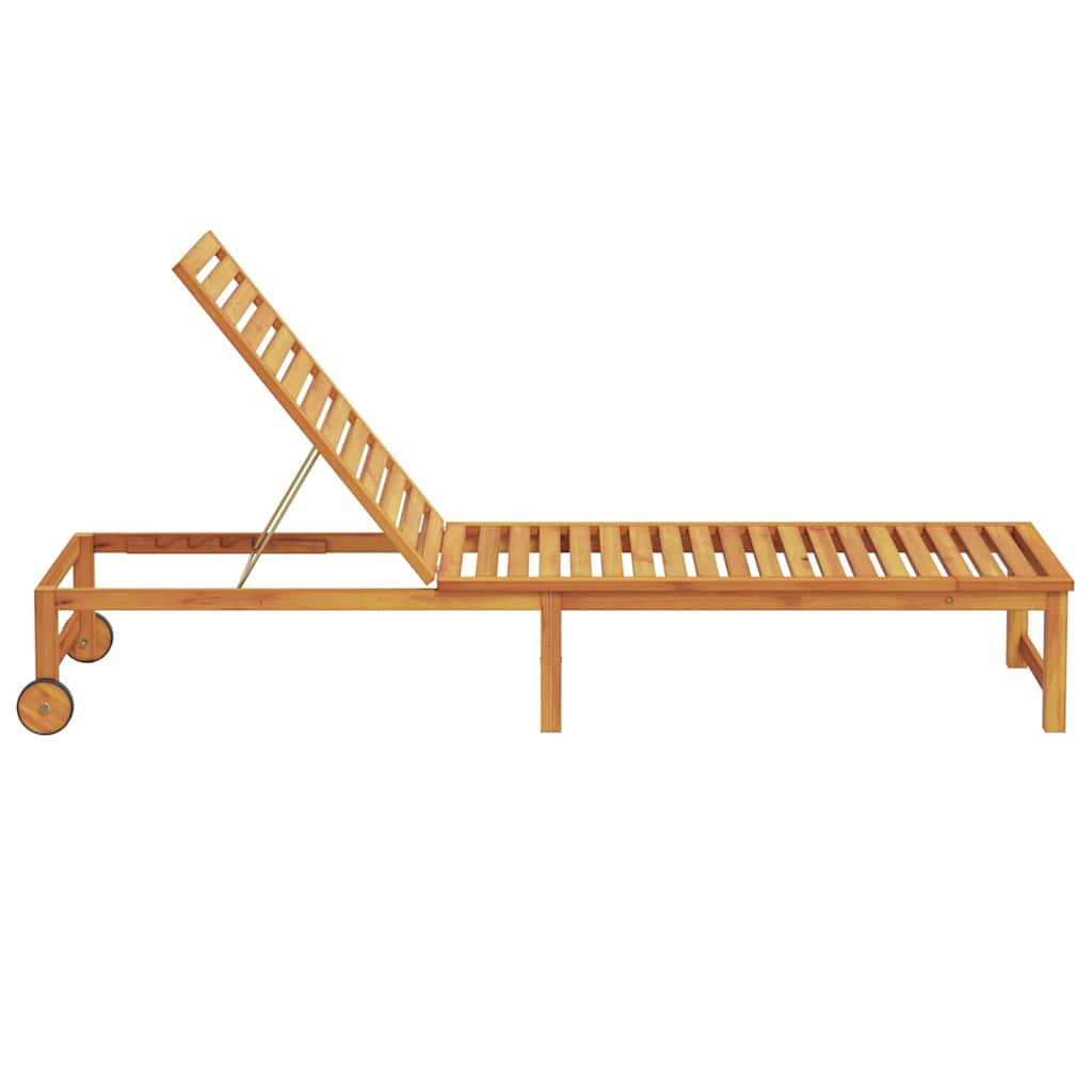 Sun Lounger Reclining Brown 53 x 202 x 89cm Solid Acacia wood