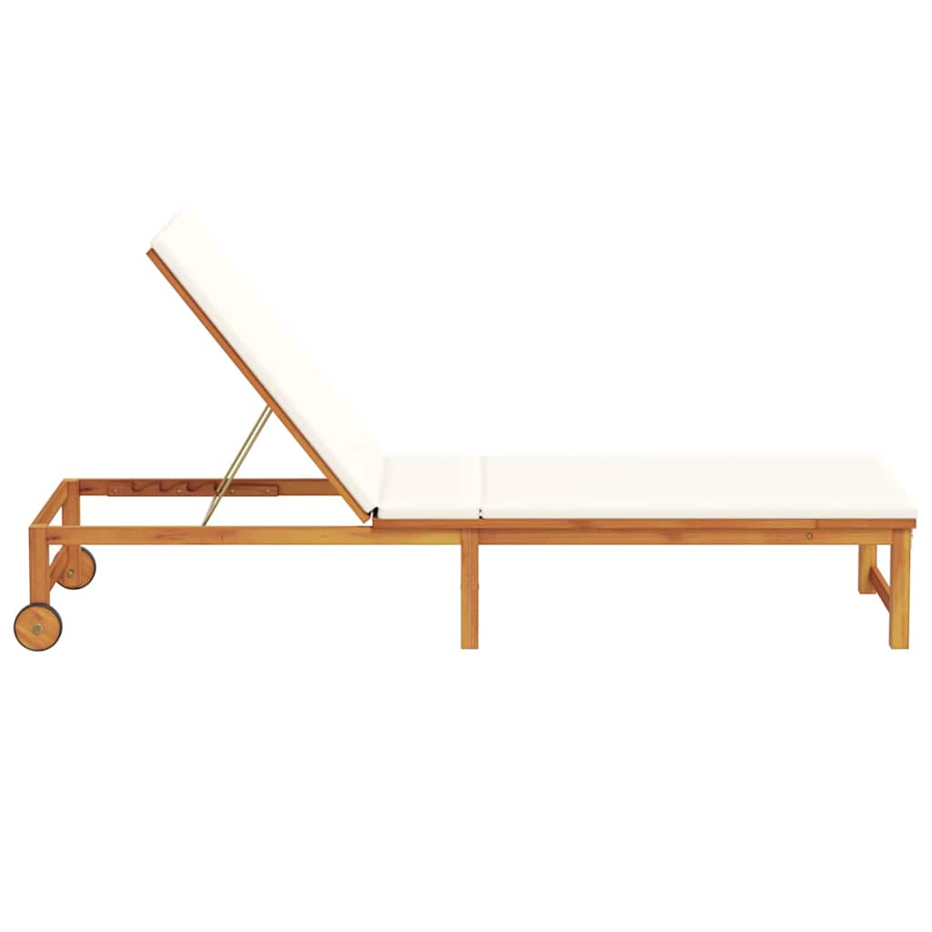 Sun Lounger Reclining Brown 53 x 202 x 89cm Solid Acacia wood