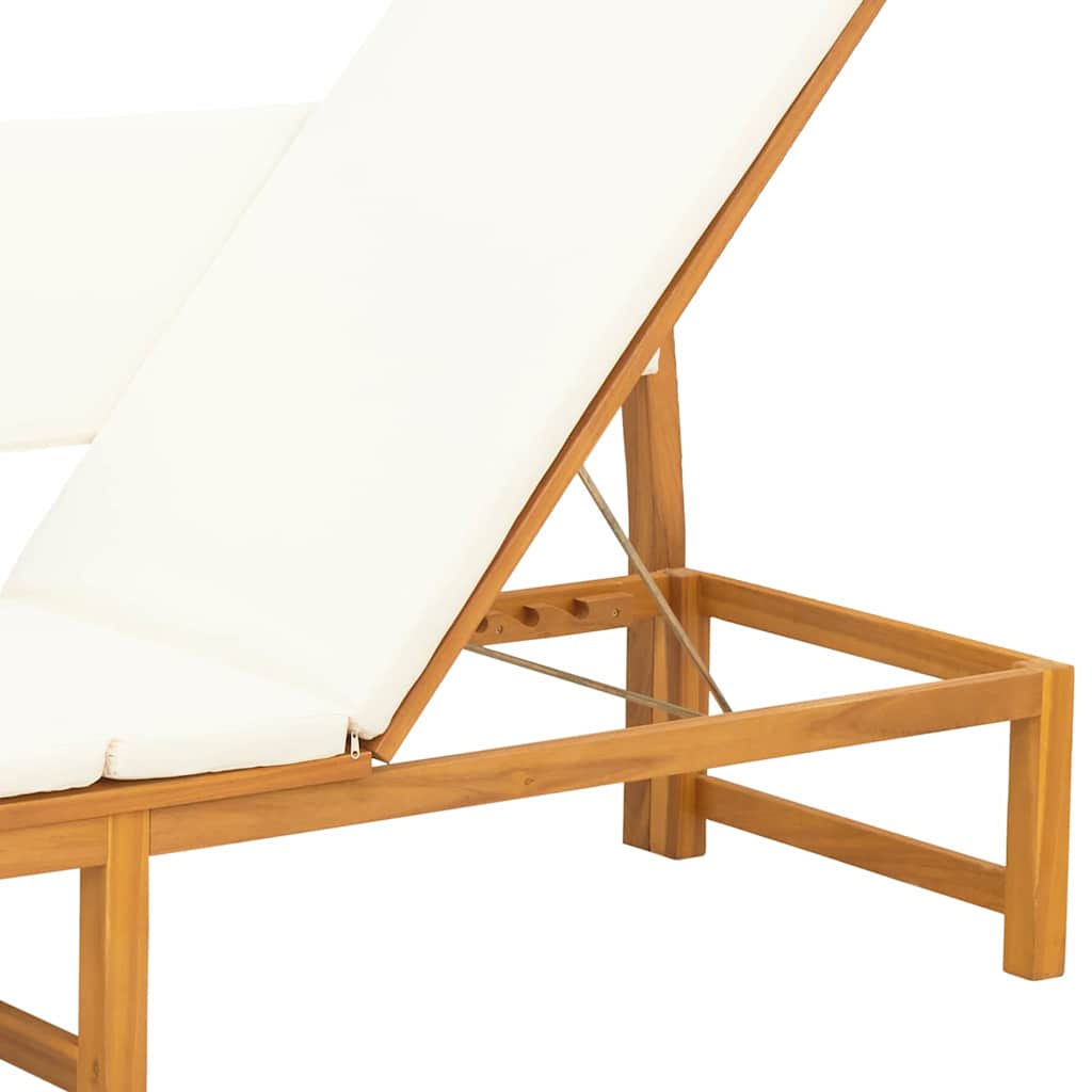 Sun Lounger Reclining Brown 200 x 57 x 75cm Solid Acacia wood
