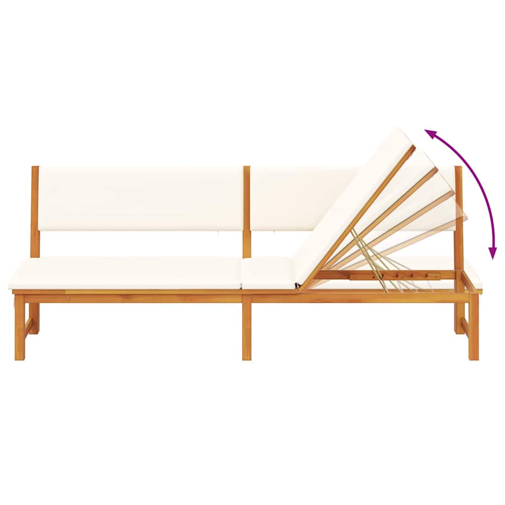 Sun Lounger Reclining Brown 200 x 57 x 75cm Solid Acacia wood