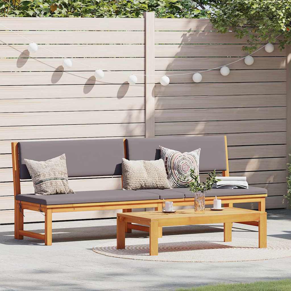 Sun Lounger Reclining Brown 200 x 57 x 75cm Solid Acacia wood