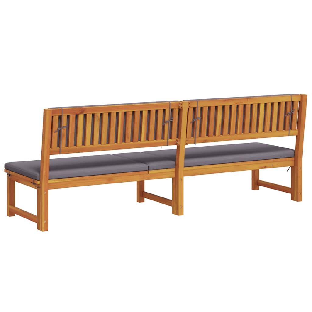 Sun Lounger Reclining Brown 200 x 57 x 75cm Solid Acacia wood