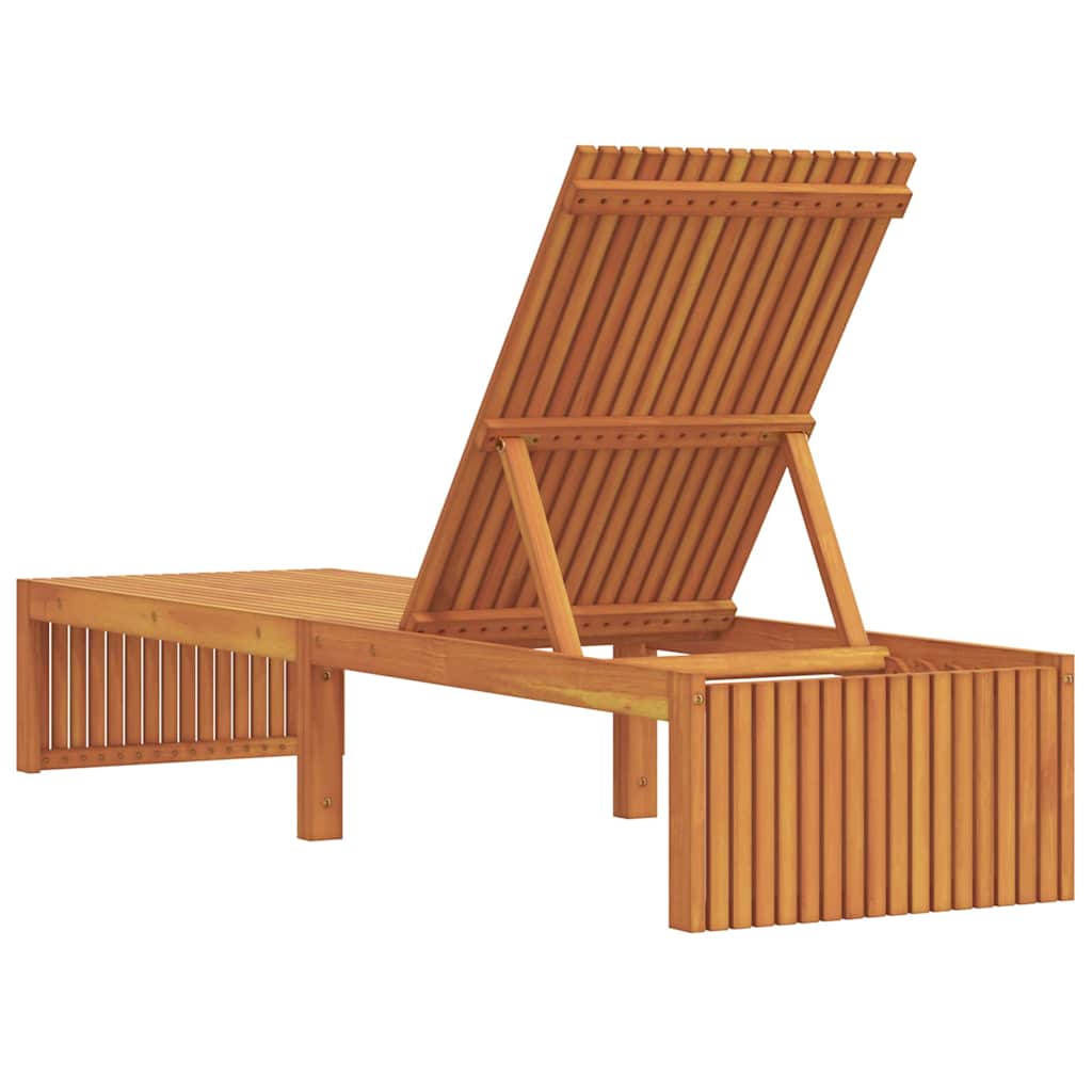 Sun Lounger Reclining Brown 200 x 55 x 94cm Solid Acacia wood