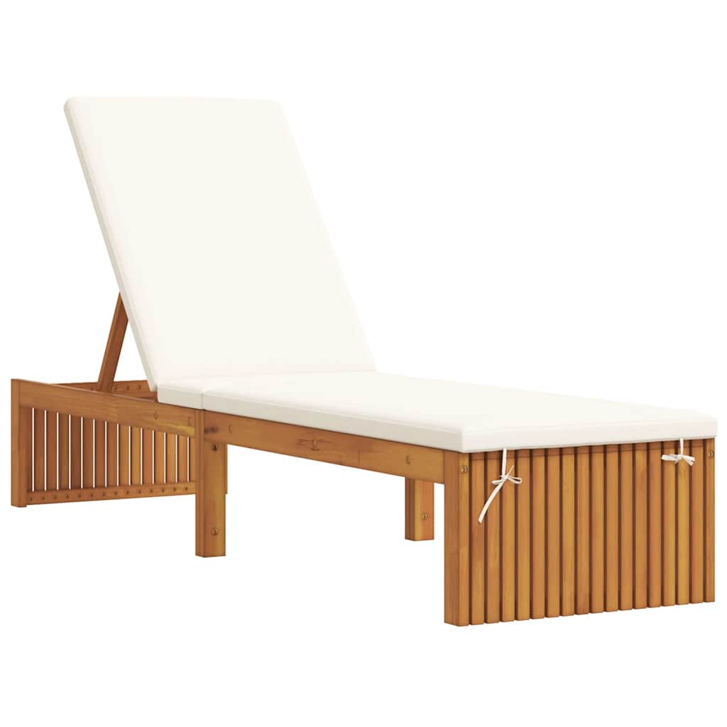 Sun Lounger Reclining Brown 200 x 55 x 94cm Solid Acacia wood