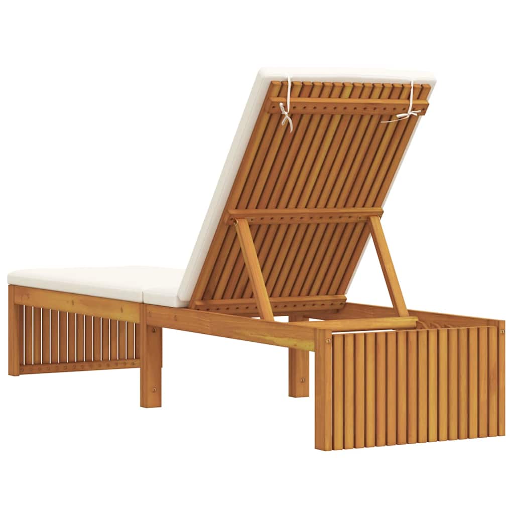 Sun Lounger Reclining Brown 200 x 55 x 94cm Solid Acacia wood
