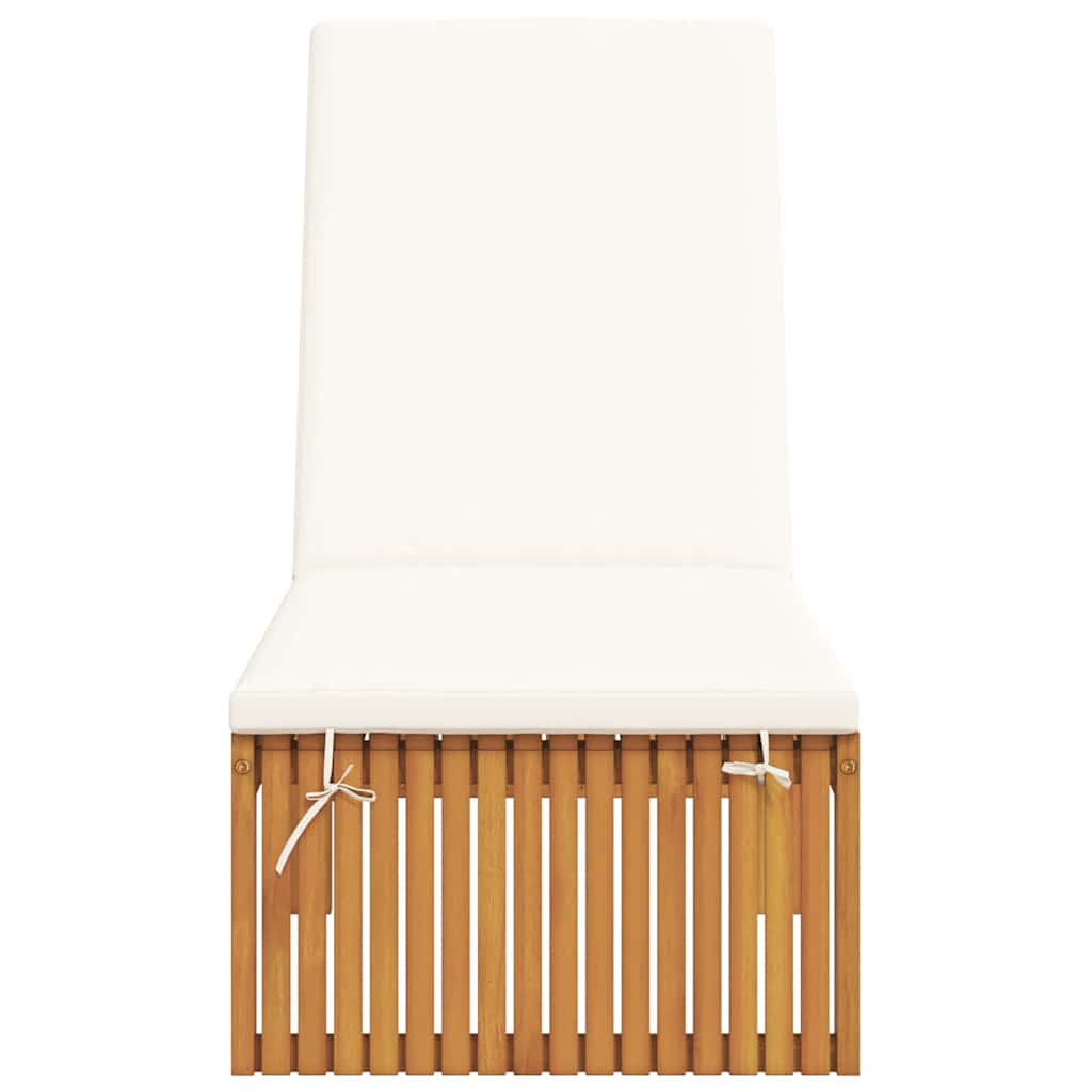 Sun Lounger Reclining Brown 200 x 55 x 94cm Solid Acacia wood