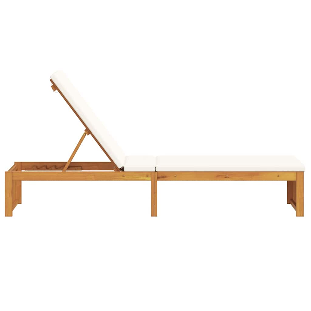 Sun Lounger Reclining Brown 200 x 55 x 94cm Solid Acacia wood