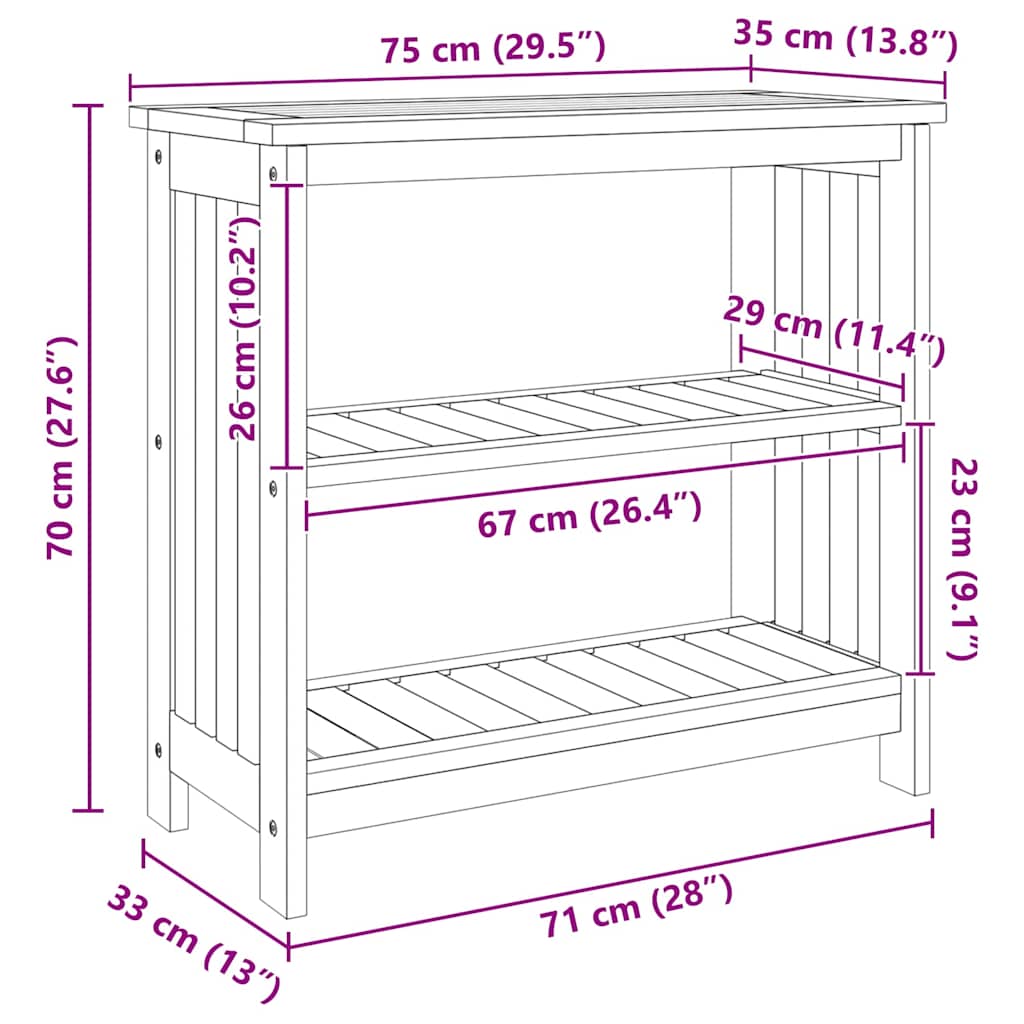 Garden Cabinet with Shelf with Storage Brown 75 x 35 x 70cm