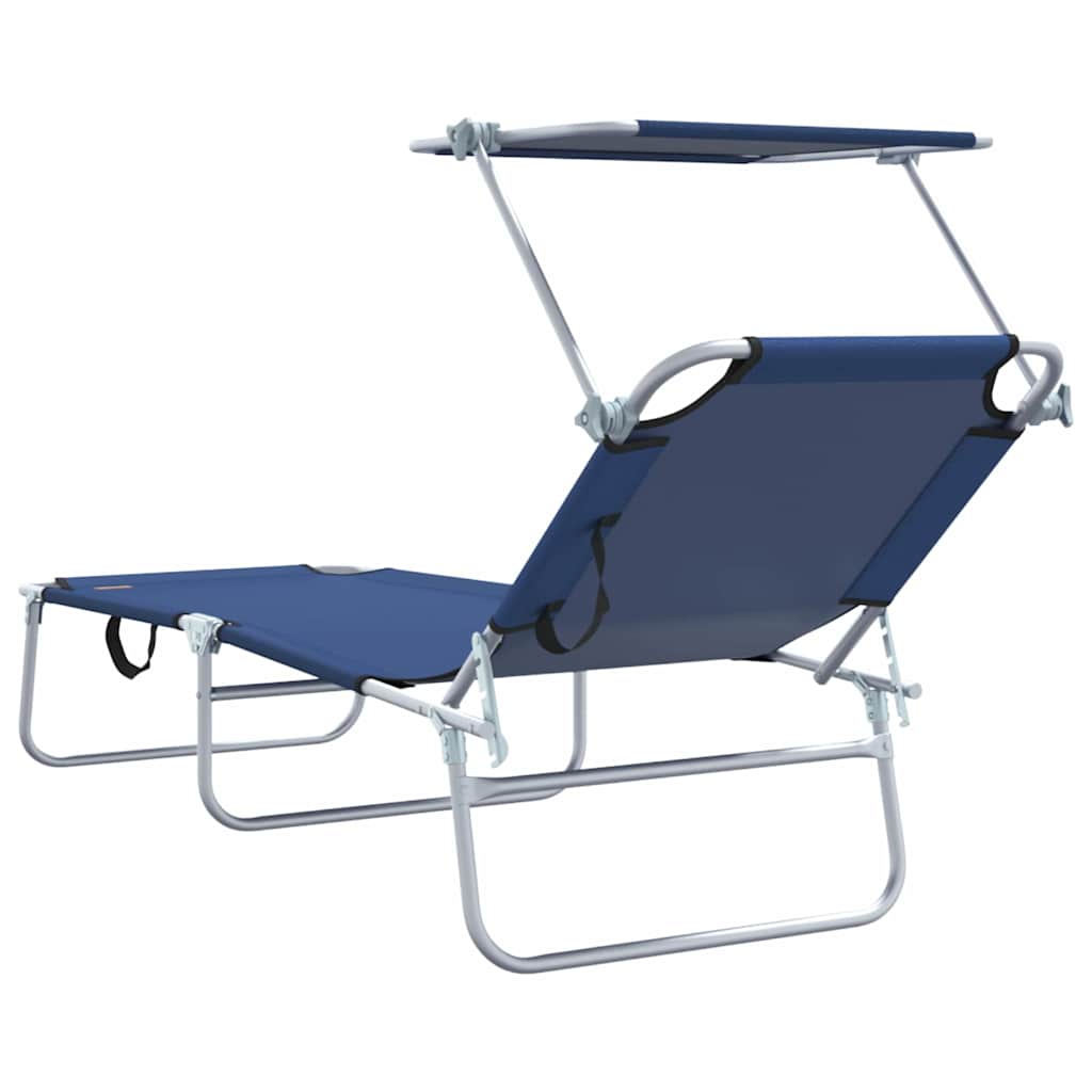 Sun Lounger Folding 2-person 2 pcs Blue 58 x 188 x 77cm Fabric