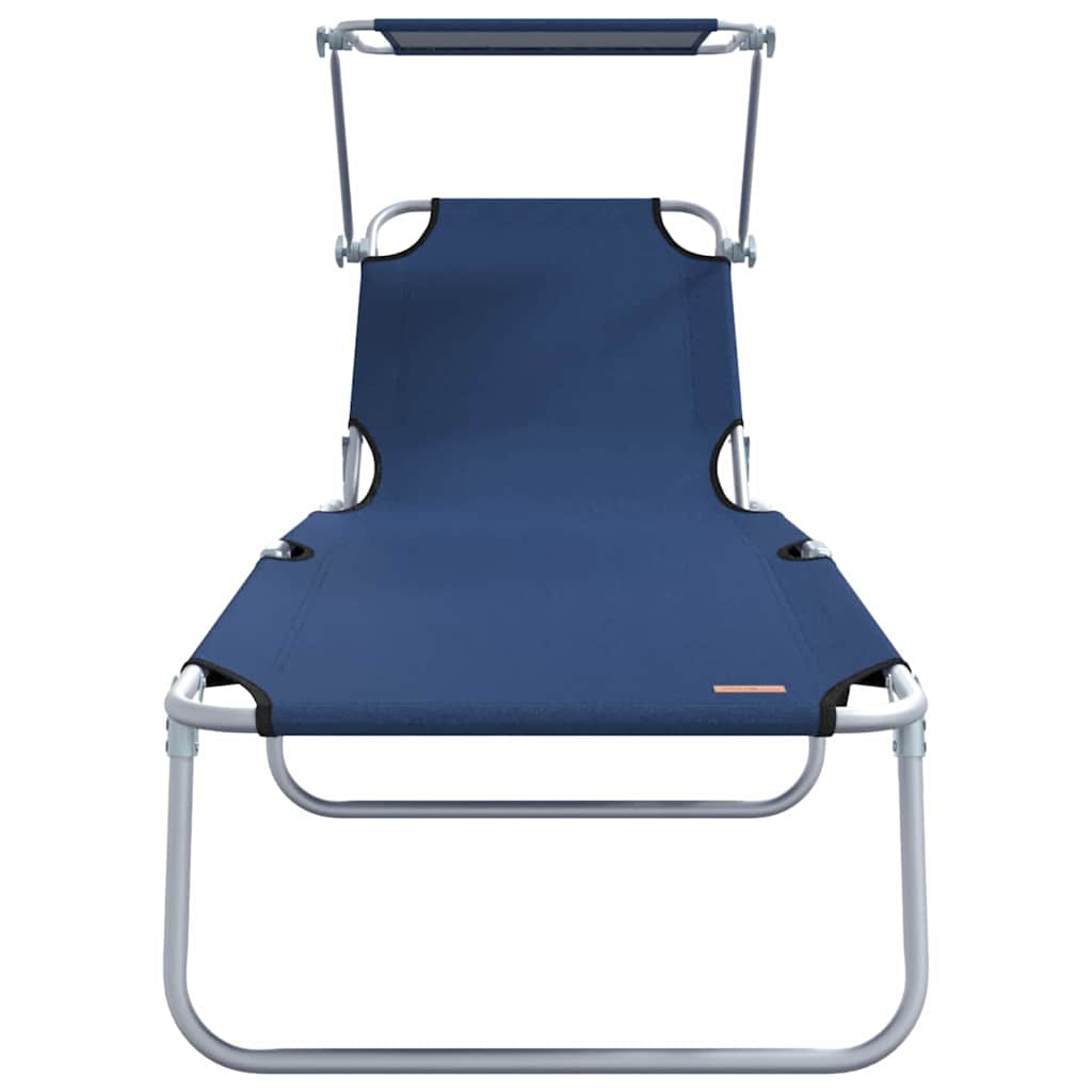 Sun Lounger Folding 2-person 2 pcs Blue 58 x 188 x 77cm Fabric