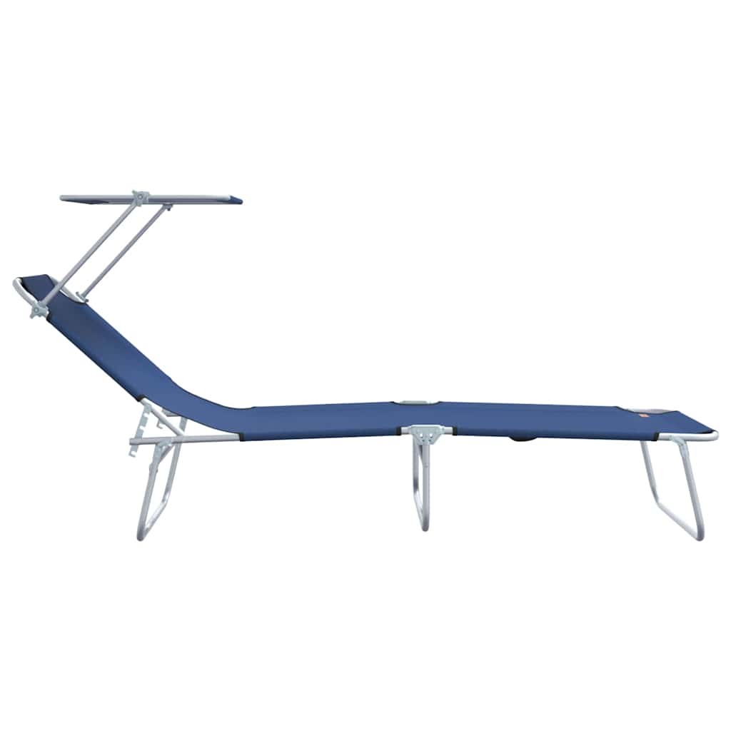 Sun Lounger Folding 2-person 2 pcs Blue 58 x 188 x 77cm Fabric