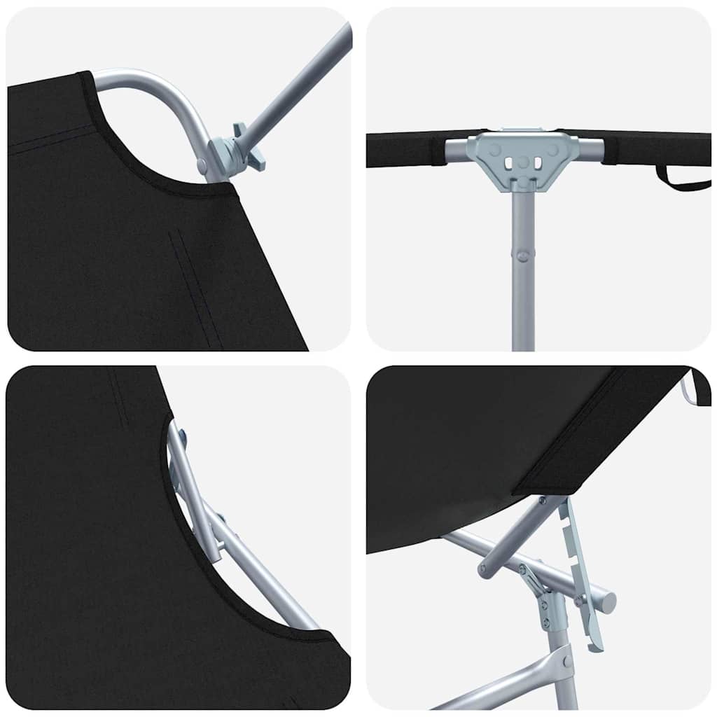 Sun Lounger Folding 2-person 2 pcs Black 58 x 188 x 77cm Fabric