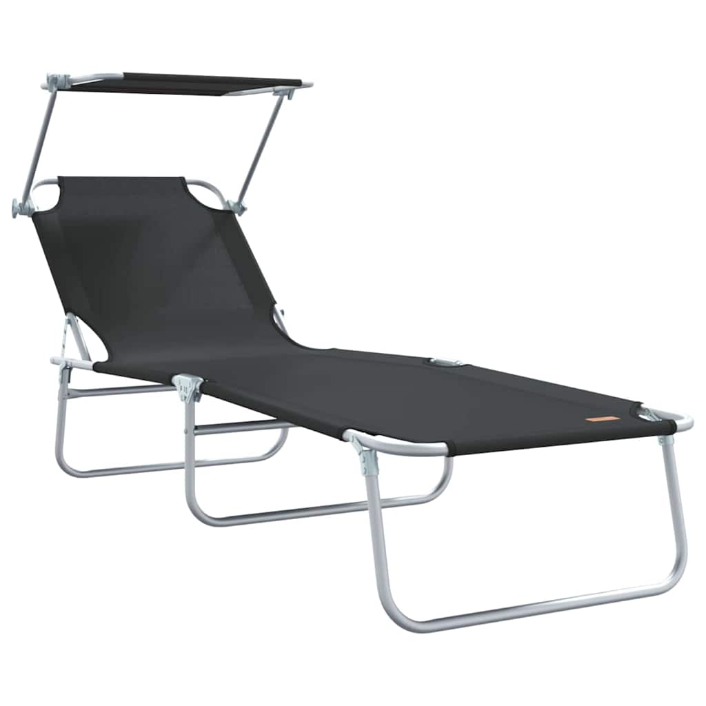 Sun Lounger Folding 2-person 2 pcs Black 58 x 188 x 77cm Fabric