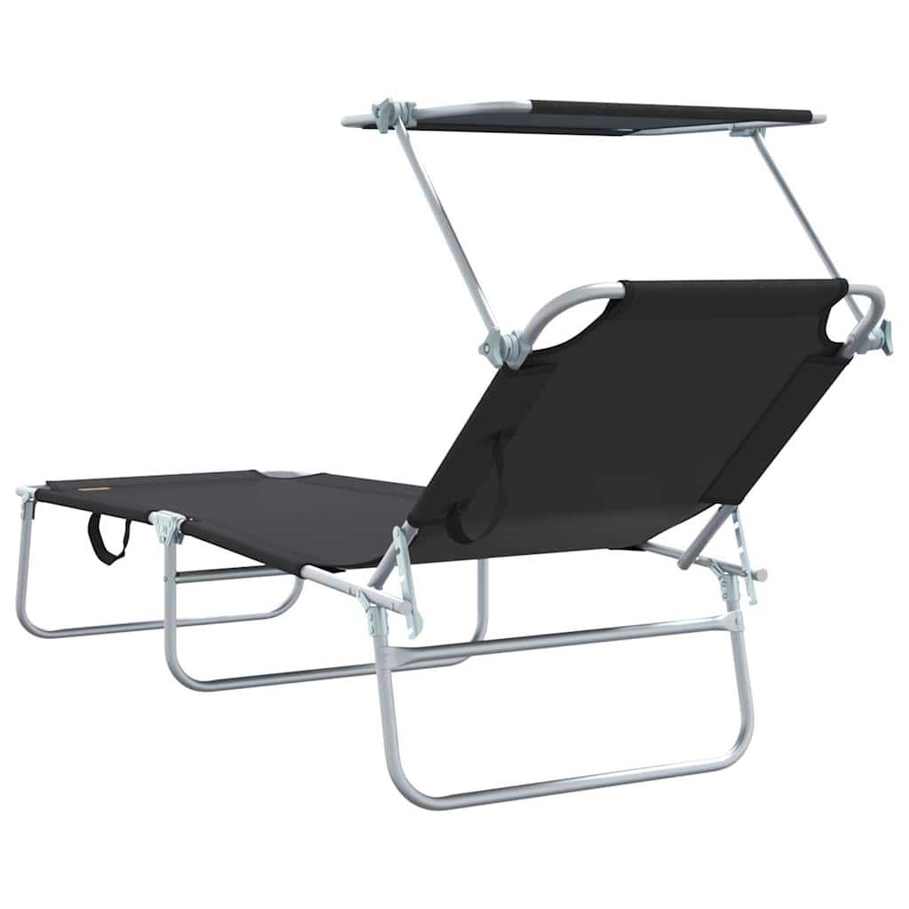 Sun Lounger Folding 2-person 2 pcs Black 58 x 188 x 77cm Fabric