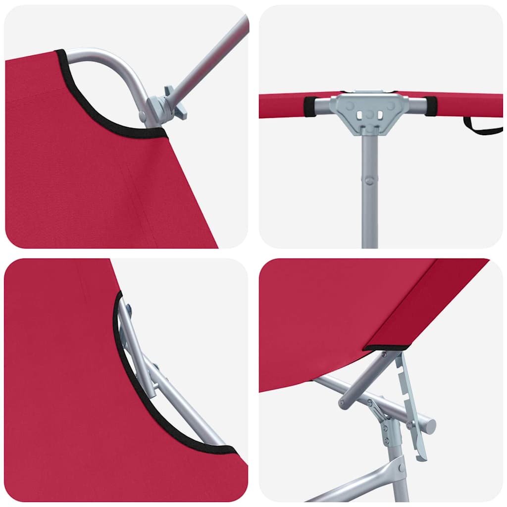 Sun Lounger Folding 2-person 2 pcs Red 58 x 188 x 77cm Fabric