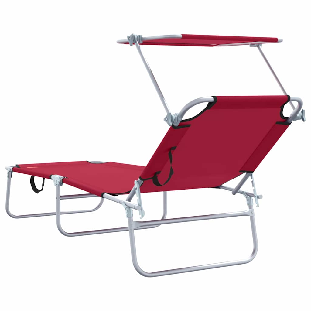 Sun Lounger Folding 2-person 2 pcs Red 58 x 188 x 77cm Fabric