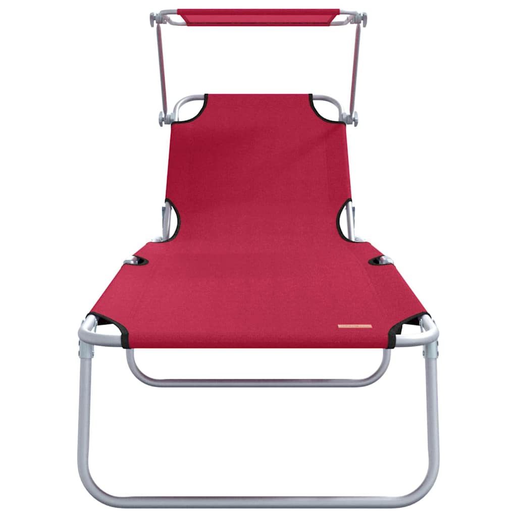 Sun Lounger Folding 2-person 2 pcs Red 58 x 188 x 77cm Fabric