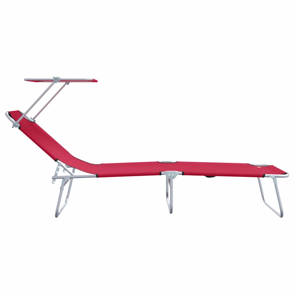 Sun Lounger Folding 2-person 2 pcs Red 58 x 188 x 77cm Fabric