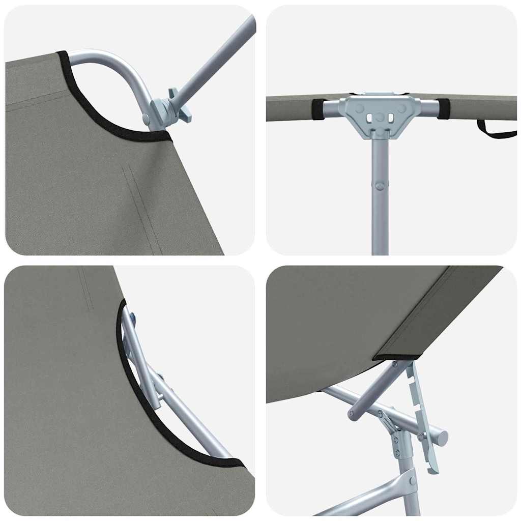 Sun Lounger Folding 2-person 2 pcs Grey 58 x 188 x 77cm Fabric